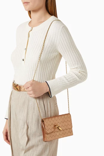 حقيبة أنديامو صغيرة بسلسلة جلد لامع مجدول