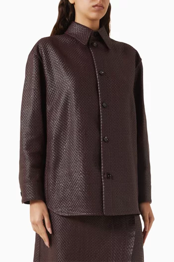 Button-up Shirt in Mini Intrecciato Leather