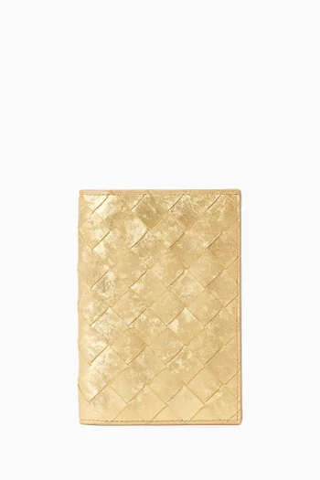 حافظة جواز سفر جلد مجدول بملمس ستان