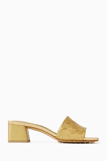 حذاء باروكو مفتوح من الخلف بكعب 40 مم جلد لامع مجدول