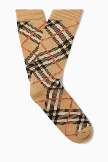 Check Socks in Cotton-blend