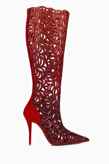 Lasera Strass Botta 100 Embellished Boots in Veau Velours