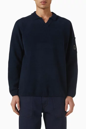 سترة بولو بحلية العدسة قطن شنيل