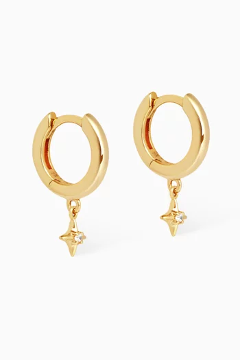 Cosmic Star Charm Hoop Earrings in 18kt Gold-plated Sterling Silver