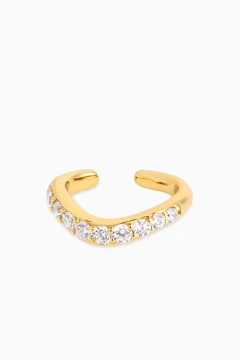 Wave Crystal Ear Cuff in 18kt Gold-plated Sterling Silver