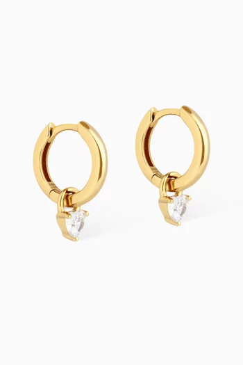 Heart Crystal Charm Earrings in 18kt Gold-plated Sterling Silver