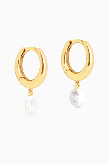 Pearl Charm Earrings in 18kt Gold-plated Sterling Silver