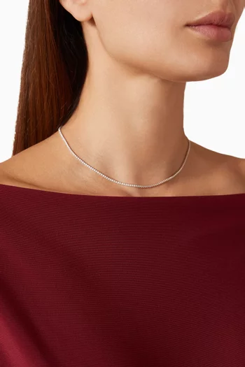 قلادة بسلسلة تنس نحاس مطلي بالروديوم