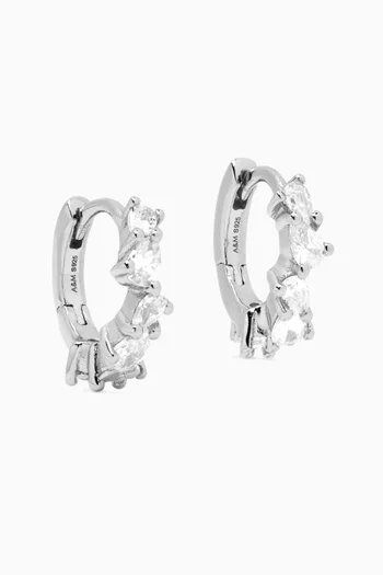 أقراط دائرية مرصعة بكريستالات بشكل كمثرى فضة إسترلينية