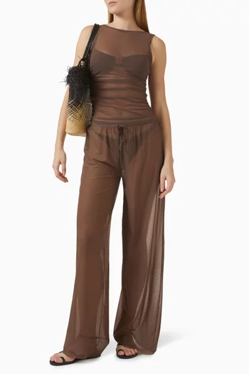 بلوزة كلاوديا بلا أكمام قماش شبكي شفاف