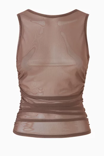 بلوزة كلاوديا بلا أكمام قماش شبكي شفاف