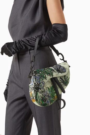 Medium Saddle Satchel Bag in Tropical Toile De Jouy