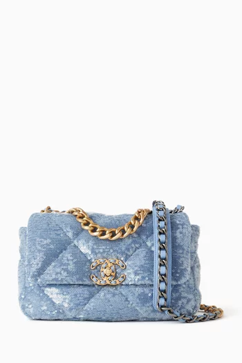 19 Medium Flap Bag in Sequin Quilted Tweed