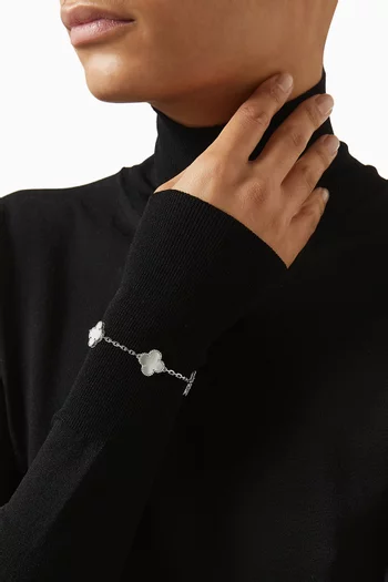 Unused Vintage Alhambra 5 Motifs Bracelet in 18kt White Gold