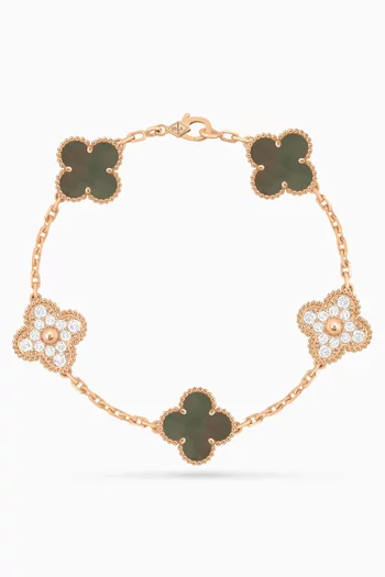 Unused Vintage Alhambra 5 Motifs Bracelet in 18kt Rose Gold