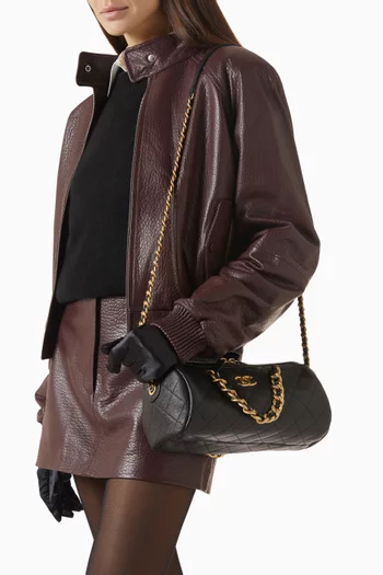 Medium Fashion Therapy Bowling Bag in Quilted Caviar Leather