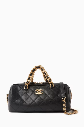 Medium Fashion Therapy Bowling Bag in Quilted Caviar Leather