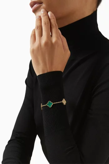 Unused Vintage Alhambra 5 Motifs Bracelet in 18kt Yellow Gold