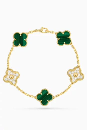 Unused Vintage Alhambra 5 Motifs Bracelet in 18kt Yellow Gold