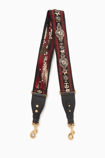 Medallion Shoulder Strap in Canvas & Leather