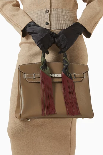 Unused Twilly Fringe Scarf in Silk & Leather