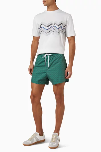 Tone‑on‑tone Zigzag Swim Shorts