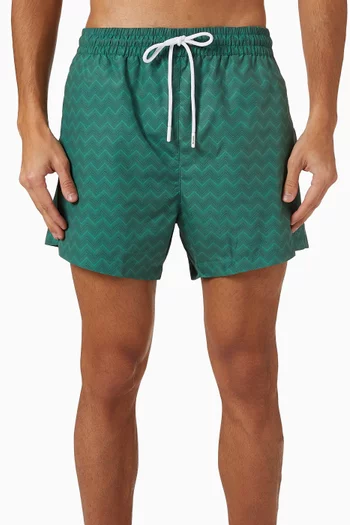 Tone‑on‑tone Zigzag Swim Shorts