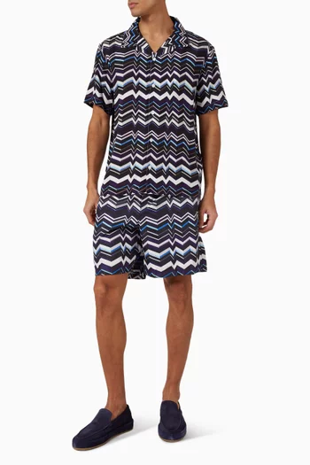 قميص بولينغ بنقشة خطوط فيسكوز