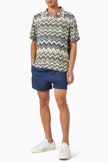 Dashed Zigzag Bowling Shirt in Viscose