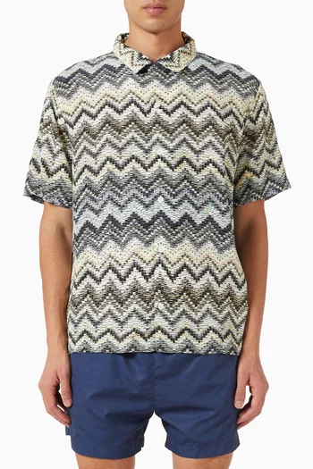 Dashed Zigzag Bowling Shirt in Viscose