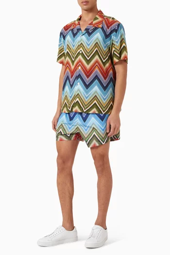 Macro Zigzag Bowling Shirt in Viscose