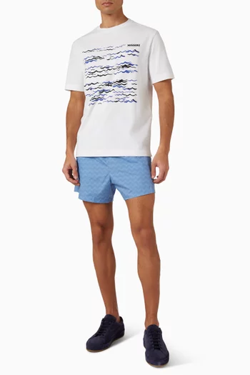 Wave Print T-shirt in Cotton