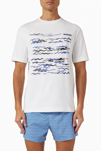Wave Print T-shirt in Cotton
