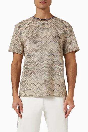 تي شيرت بنقشة جلد أفعى بألوان متدرجة مزيج قطن