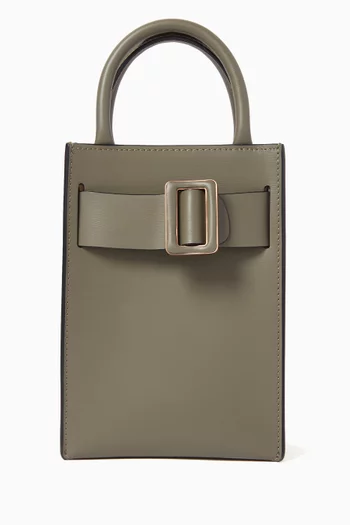 BOBBY TOURIST TOP HANDLE BAG WITH BELT STRAP DETAIL IN CALFSKIN LEATHER, WITH CROSSBODY STRAP:KHAKI:One Size|219018591