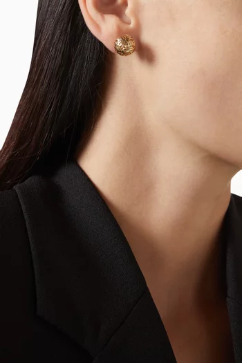 Lace Sphere Studs in Gold-tone Brass