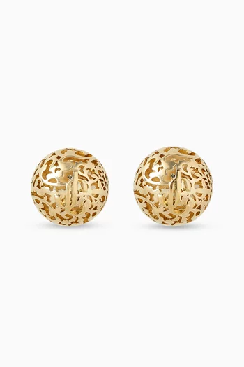 Lace Sphere Studs in Gold-tone Brass