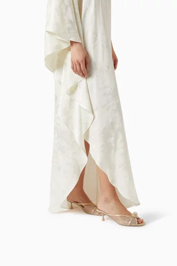 حذاء سيفا مفتوح من الخلف مرصع بالكريستال بكعب 50 مم قماش شبكي وجلد