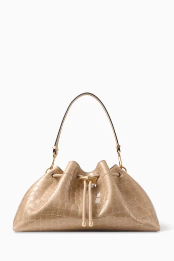 Cinch M Shoulder Bag in Croc-embossed Leather