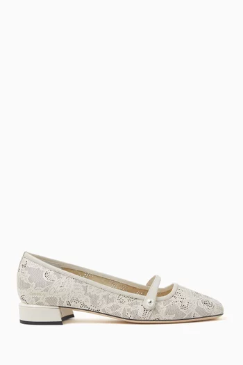 Elisa Ballerina Pumps in Perforated Nappa Lace