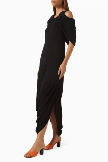 Bead-embellished Dress in Crepe