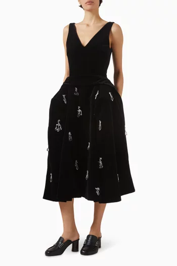 Crystal-embellished Dress in Velvet