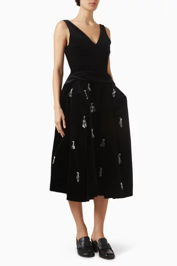 Crystal-embellished Dress in Velvet