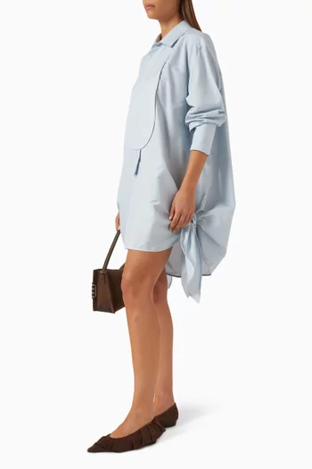 Side-knot Mini Shirtdress in Cotton Blend