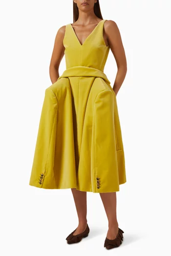 Structured V-neck Midi Dress