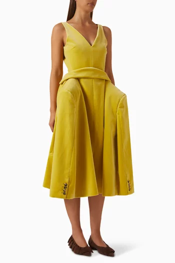 Structured V-neck Midi Dress