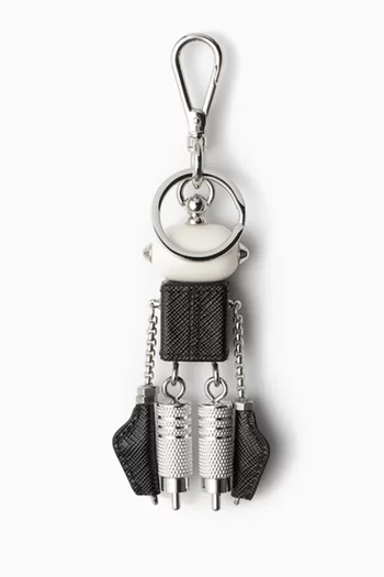 Robot Keychain Charm in Saffiano Leather