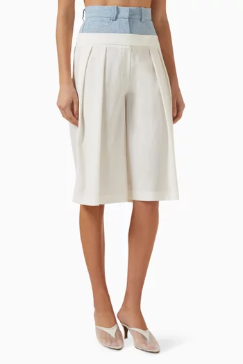 شورت برمودا بحزام خصر مزدوج