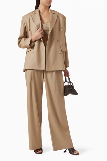 جاكيت بصفي أزرار مزيج صوف