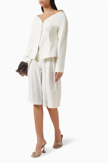 Off-shoulder Blazer in Wool-blend